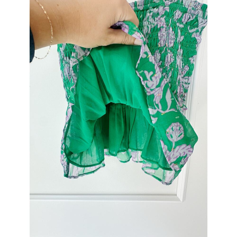 Lily Pulitzer Smocked Top Green and Purple Size S - Picture 4 of 7